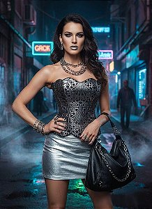 Blusa Corselet em renda - Preto Silver