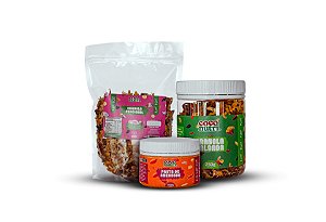 Combo Família Férias - Granola Tradicional 500g, Granola Salgada 250g e Pasta de Amendoim 250g