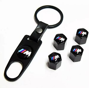 Kit Bicos Válvula de Pneu Tampa Roda Carro BMW M Motorsport Antifurto