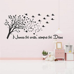 Adesivo Decorativo "Nunca foi sorte, sempre foi Deus" - Cor Preta