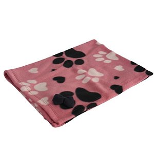 Manta Pet para Cães e Gatos Soft Rosa com Patinhas