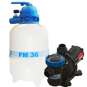 Conjunto Filtro FM-36 e Bomba 1/3cv BMC-33 Mono p/ piscinas de até 40 mil litros