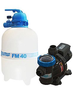 Conjunto Filtro FM-40 e Bomba 1/2cv BMC-50 Mono p/ piscinas de até 50 mil litros