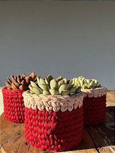 Cesto de fio de malha Bordô