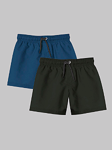 Kit 2 Shorts Masculino Liso Try Basics - Azul e Preto