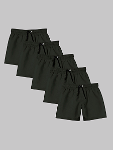 Kit 5 Shorts Masculino Liso Try Basics - Preto