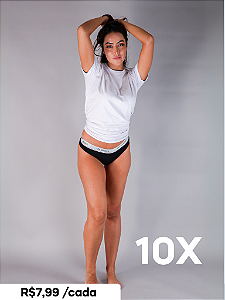 Kit 10 Calcinhas Tanga com Elástico Trybasics - Preta