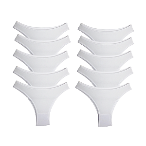 Kit 10 Calcinha Tanga Microfibra Trybasics - Branca