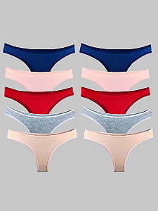 Promoção Kit 10 Calcinhas Fio Dental Algodão Básica - Sortidas