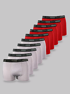 PROMOÇÃO 10 Cuecas Boxer Box de Microfibra - Cinza e Vermelha