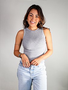 Regata Básica Feminina Canelada Trybasics I Cinza