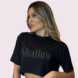 Cropped Manga Curta Preto Shallow Preto