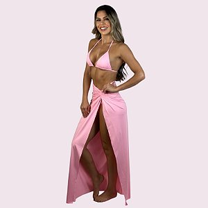 Saia de Praia Nó Rosa Candy