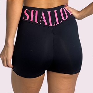 Shortinho Empina Bumbum Preto com Shallow Pink
