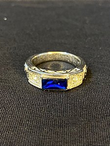 DEDEIRA COM PEDRA AZUL AÇO INOX