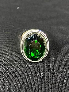 DEDEIRA COM PEDRA VERDE AÇO INOX