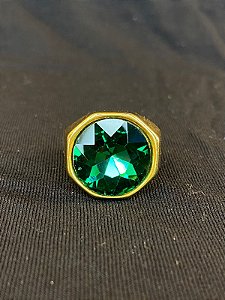 DEDEIRA COM PEDRA VERDE BANHADA A OURO 18K