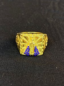 DEDEIRA NOSSA SENHORA APARECIDA CRAVEJADA BANHADA A OURO 18K