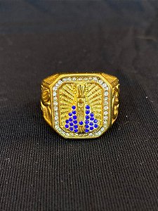 DEDEIRA NOSSA SENHORA APARECIDA CRAVEJADA BANHADA A OURO 18K