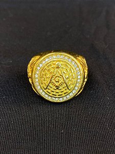 DEDEIRA MAÇONARIA CRAVEJADA BANHADA A OURO 18K