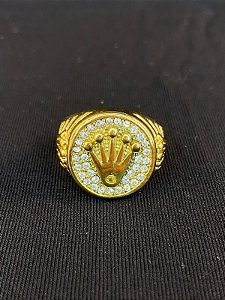 DEDEIRA COROA CRAVEJADA BANHADA A OURO 18K