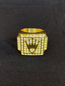 DEDEIRA COROA CRAVEJADA BANHADA A OURO 18K