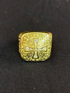 DEDEIRA CRUZ CRAVEJADA BANHADA A OURO 18K