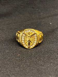 DEDEIRA CRUZ CRAVEJADA BANHADA A OURO 18K