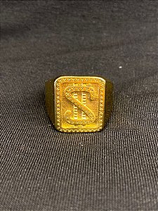 DEDEIRA CIFRÃO BANHADA A OURO 18K