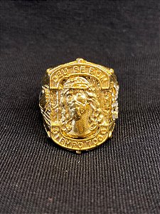 DEDEIRA JESUS CRISTO BANHADA A OURO 18K
