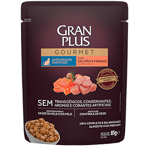 Sachê Gran Plus Gourmet Gato Castrado Salmão & Frango