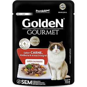 Ração Úmida GoldeN Gourmet Gatos Castrados Carne, Abóbora e Arroz Integral