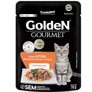 Ração Úmida GoldeN Gourmet Gatos Adultos Atum, Abóbora e Arroz Integral