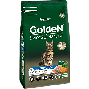 Ração Golden Seleção Natural Gatos Castrados Frango com Abóbora e Alecrim
