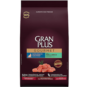 Ração Gran Plus Gourmet Gato Castrado Peru e Arroz
