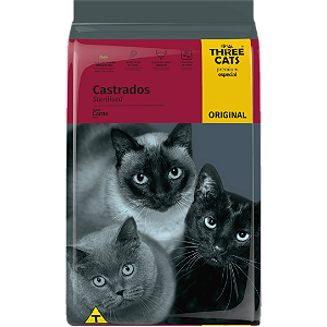 Ração Three Cats Gatos Castrados Carne