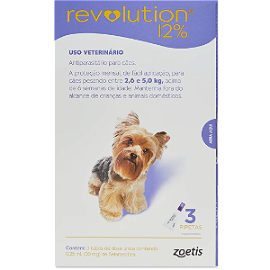 Antipulgas e Carrapatos REVOLUTION 30 mg para cães de  2,6 a 5kg
