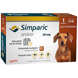 Antipulgas Simparic 5 a 10kg Cães 20mg