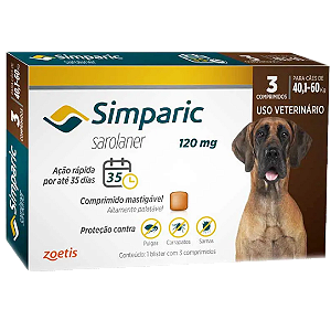 Antipulgas Simparic 40 a 60kg Cães 120mg