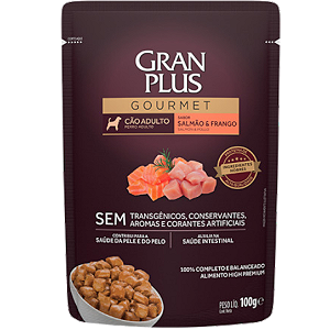 Ração Úmida Gran Plus Gourmet Cães Adultos Frango e Salmão