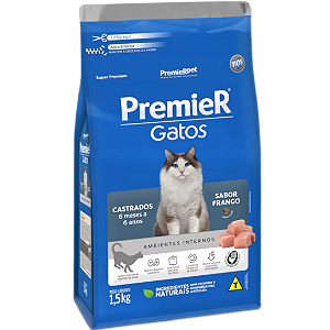 Ração Premier para Gatos Castrados de 6 meses a 6 anos Sabor Frango