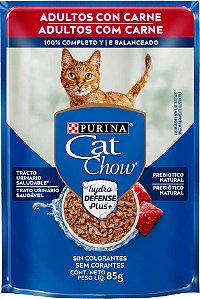 Cat Chow Sache AD Carne ao Molho 85g - Caixa 15 Unid