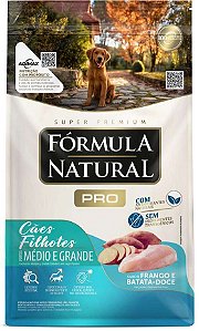 Ração Fórmula Natural Pró Super Premium Sabor Frango e Batata Doce para Cães Filhotes Raças Médias e Grandes