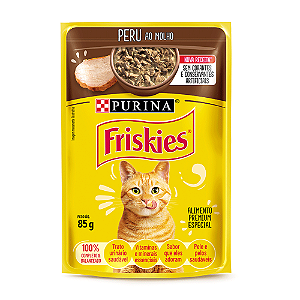 Ração Úmida Friskies Gatos Adultos Peru ao Molho 85 g Cx 15 Unid