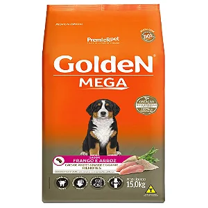 Ração Golden Mega para Cães Filhotes Raças Grandes Frango e Arroz 15 kg