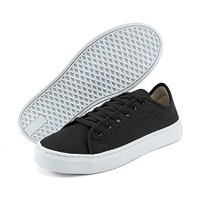 Sapatenis Feminino Casual Preto com Solado Branco – Conforto e Estilo para o Dia a Dia