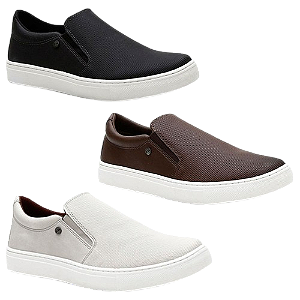 Kit 3 Pares Slip On Masculino Connect Way – Conforto e Estilo em Cada Passo
