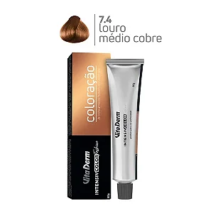 Vita Derm Intensiv Color Coloração Profissional 7.4 Louro Médio Cobre 60g