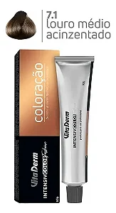 Vita Derm Intensiv Color Coloração Profissional 7.1 Louro Médio Acinzentado 60g