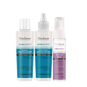 KIT CONTROLE DE OLEOSIDADE FACIAL + PROTETOR SOLAR VITA DERM